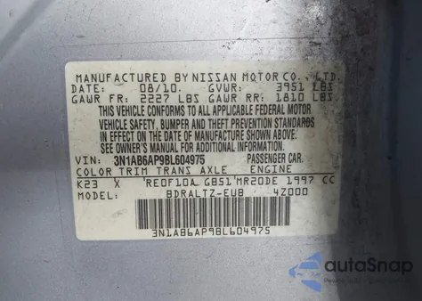 2011 Nissan Sentra 2.0S from USA, damaged, VIN 3N1AB6AP9BL604975